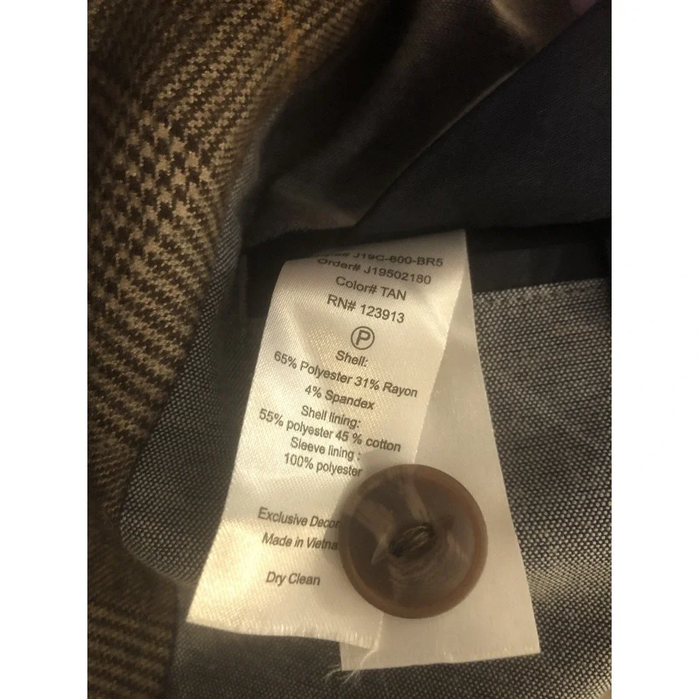 Jachs Tailoring Blazer 46R Brown Plaid Fabric Suit Coat Jacket Business Casual